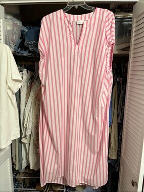 Adrienne “Elise”Pink and White Striped Maxi Dress